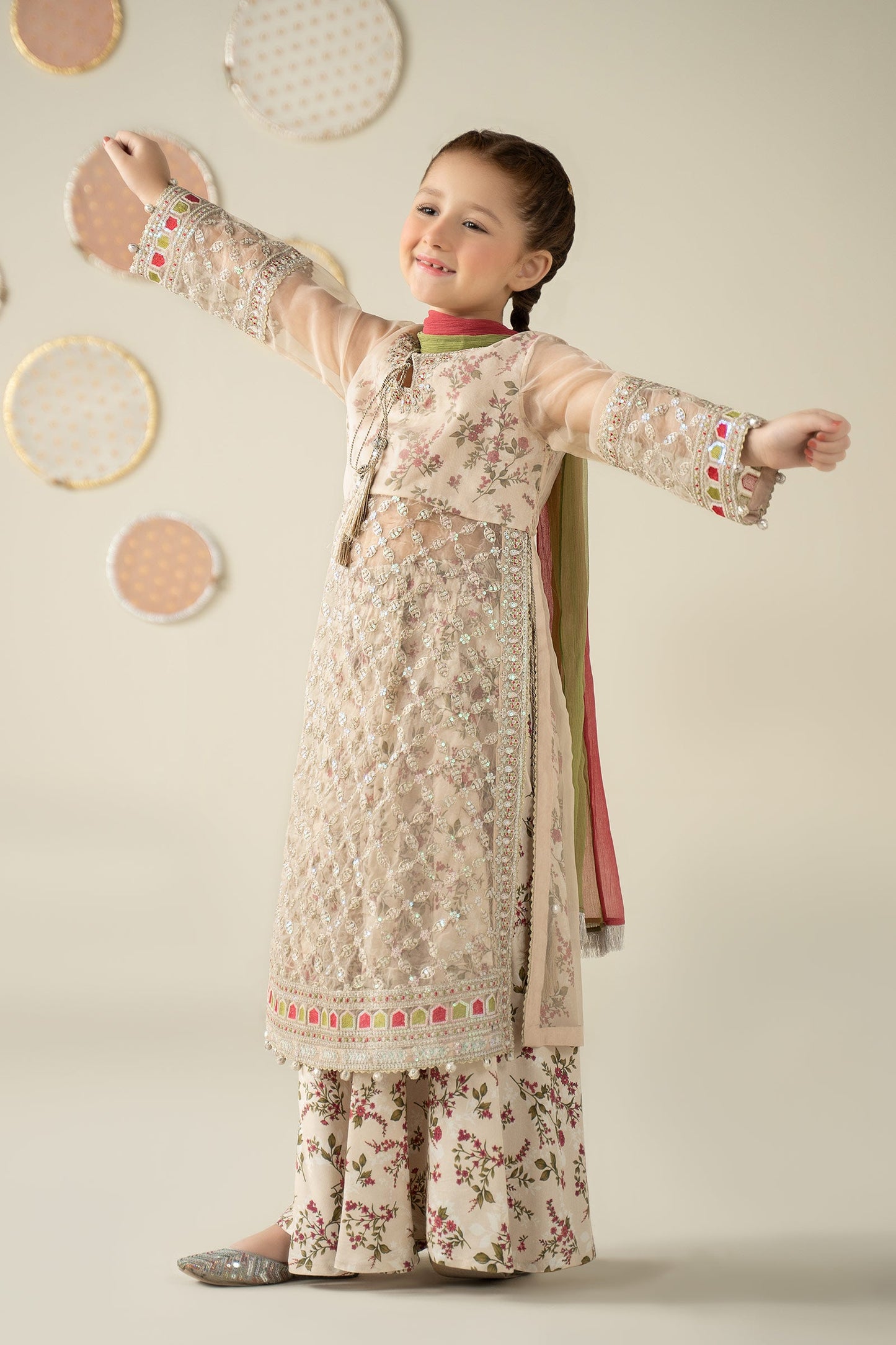 3 Piece Embroidered Organza Suit - Kids Clothing - available at Maria Faisal in UK and USA.