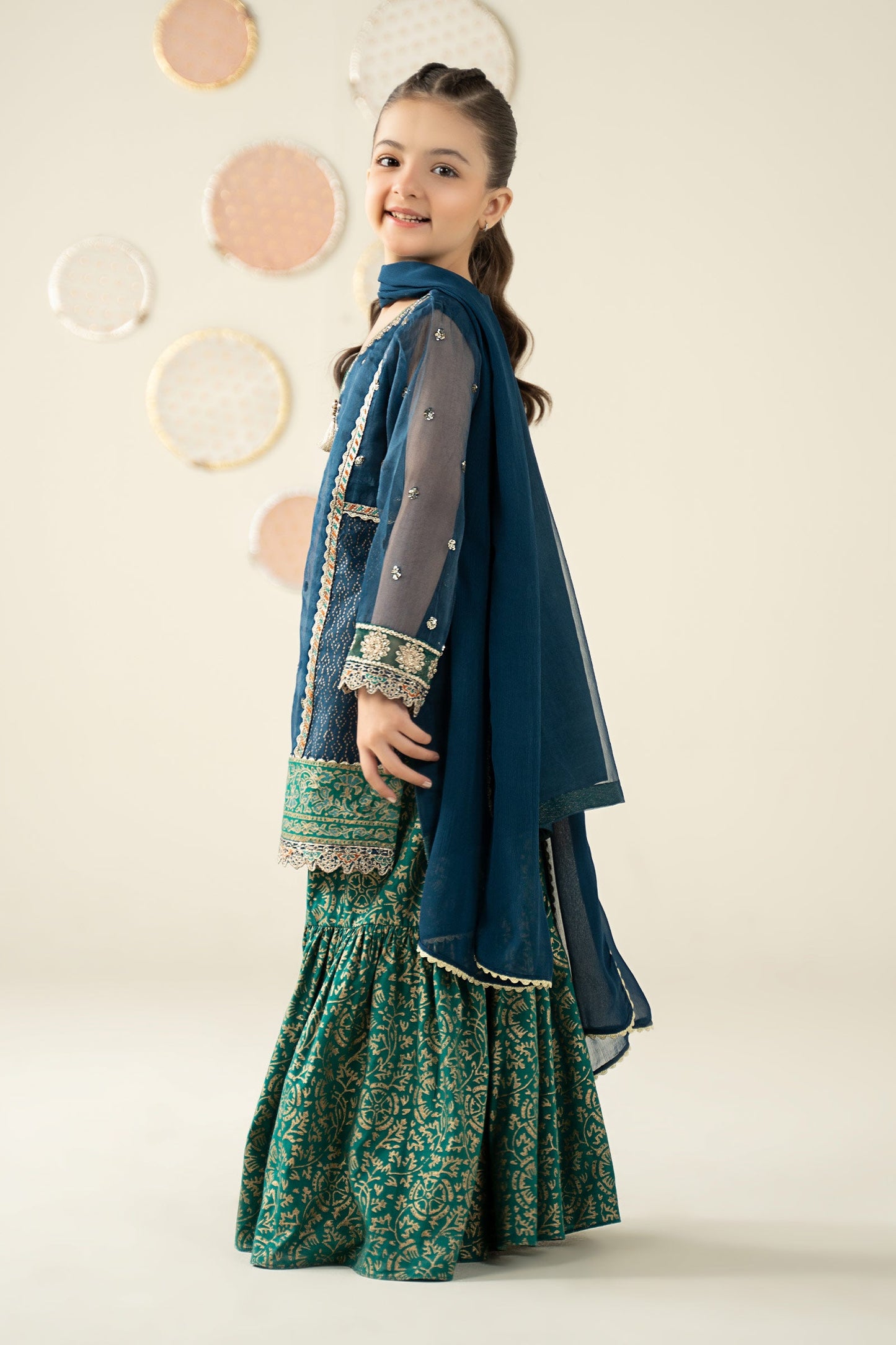 3 Piece Embroidered Organza Suit - Kids Clothing - available at Maria Faisal in UK and USA.