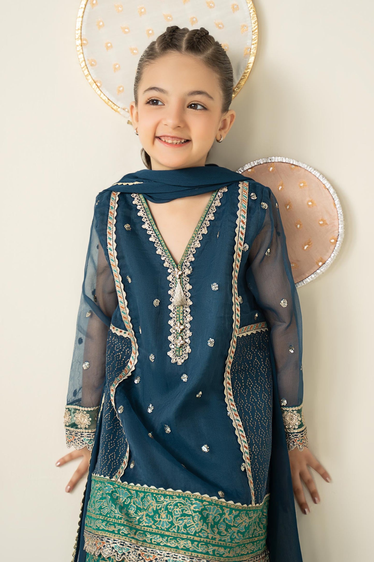 3 Piece Embroidered Organza Suit - Kids Clothes - available at Maria Faisal in UK and USA