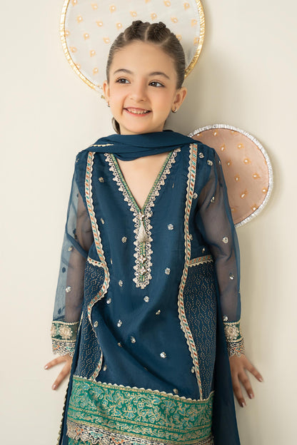 3 Piece Embroidered Organza Suit - Kids Clothing - available at Maria Faisal in UK and USA.