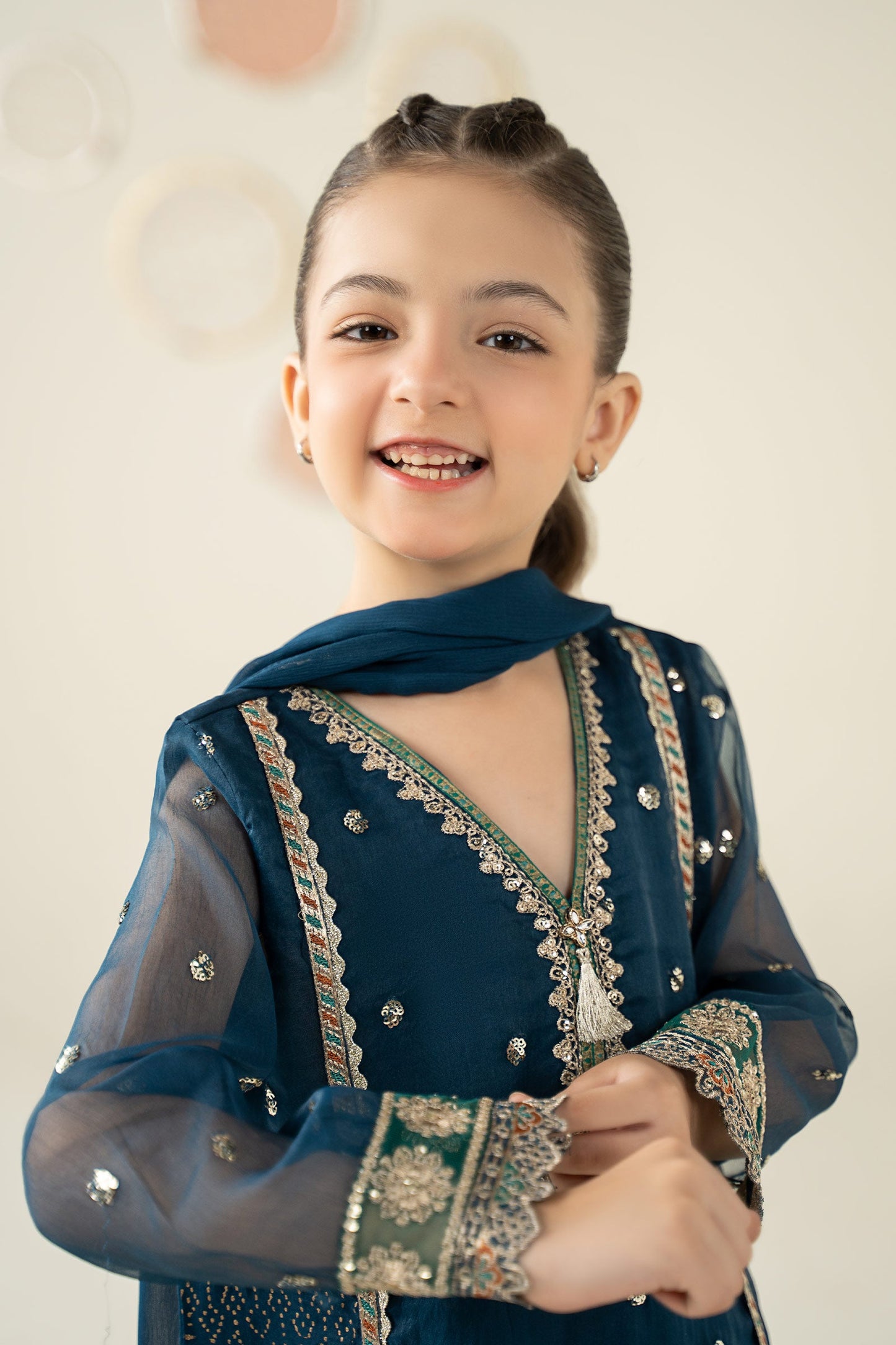 3 Piece Embroidered Organza Suit - Kids Clothing - available at Maria Faisal in UK and USA.