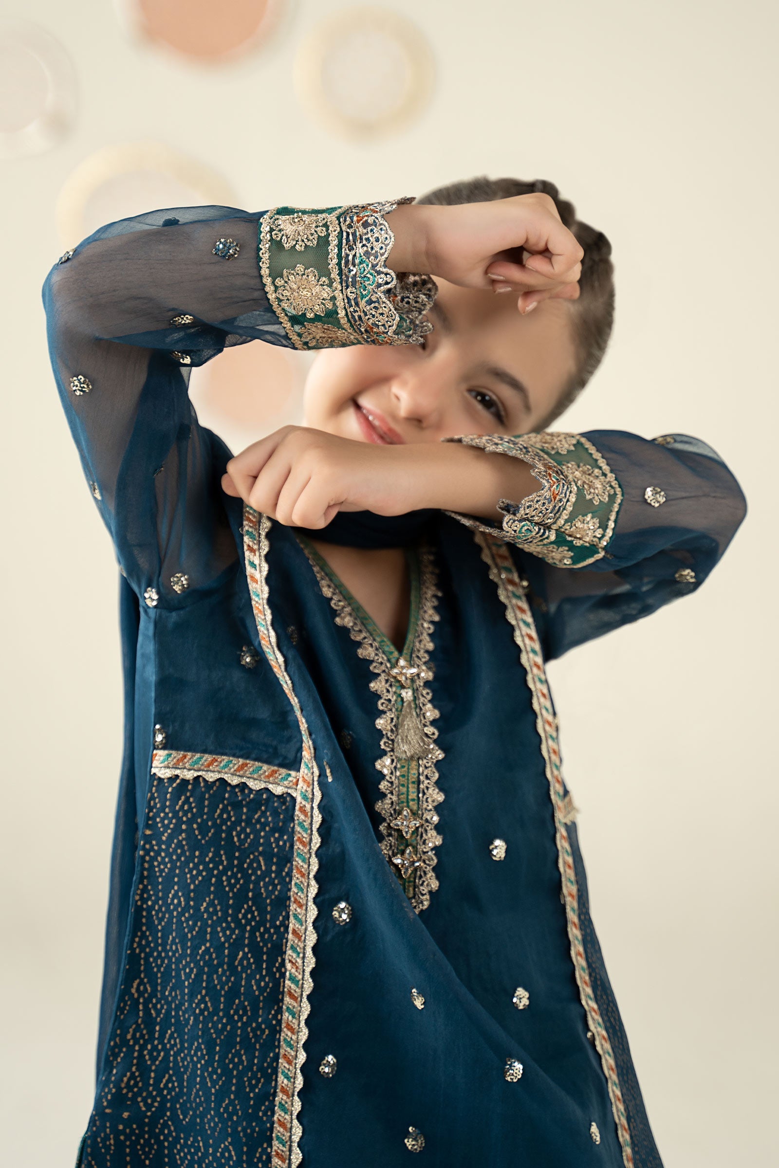 3 Piece Embroidered Organza Suit - Kids Clothing - available at Maria Faisal in UK and USA.