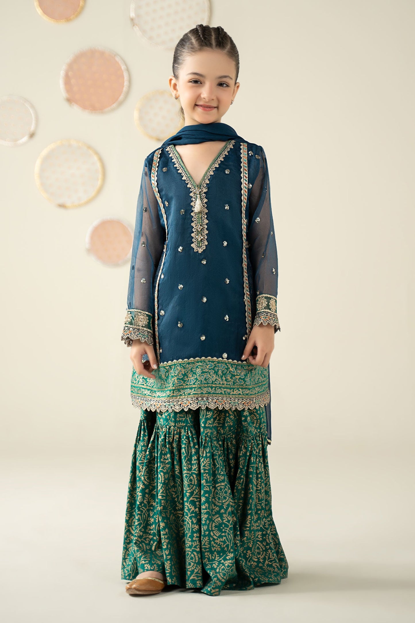3 Piece Embroidered Organza Suit - Kids Clothes - available at Maria Faisal in UK and USA