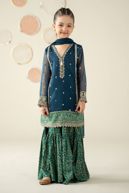 3 Piece Embroidered Organza Suit - Kids Clothing - available at Maria Faisal in UK and USA.