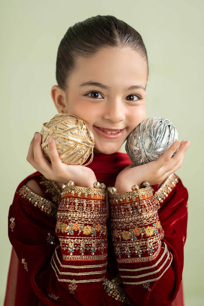 3 Piece Embroidered Velvet Suit - Kids Clothes - available at Maria Faisal in UK and USA
