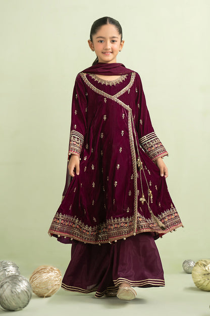 3 Piece Embroidered Velvet Suit - Kids Clothes - available at Maria Faisal in UK and USA