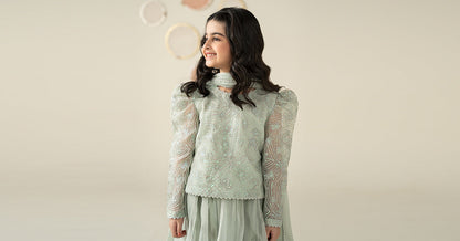 3 Piece Embroidered Organza Suit - Kids Clothing - available at Maria Faisal in UK and USA.