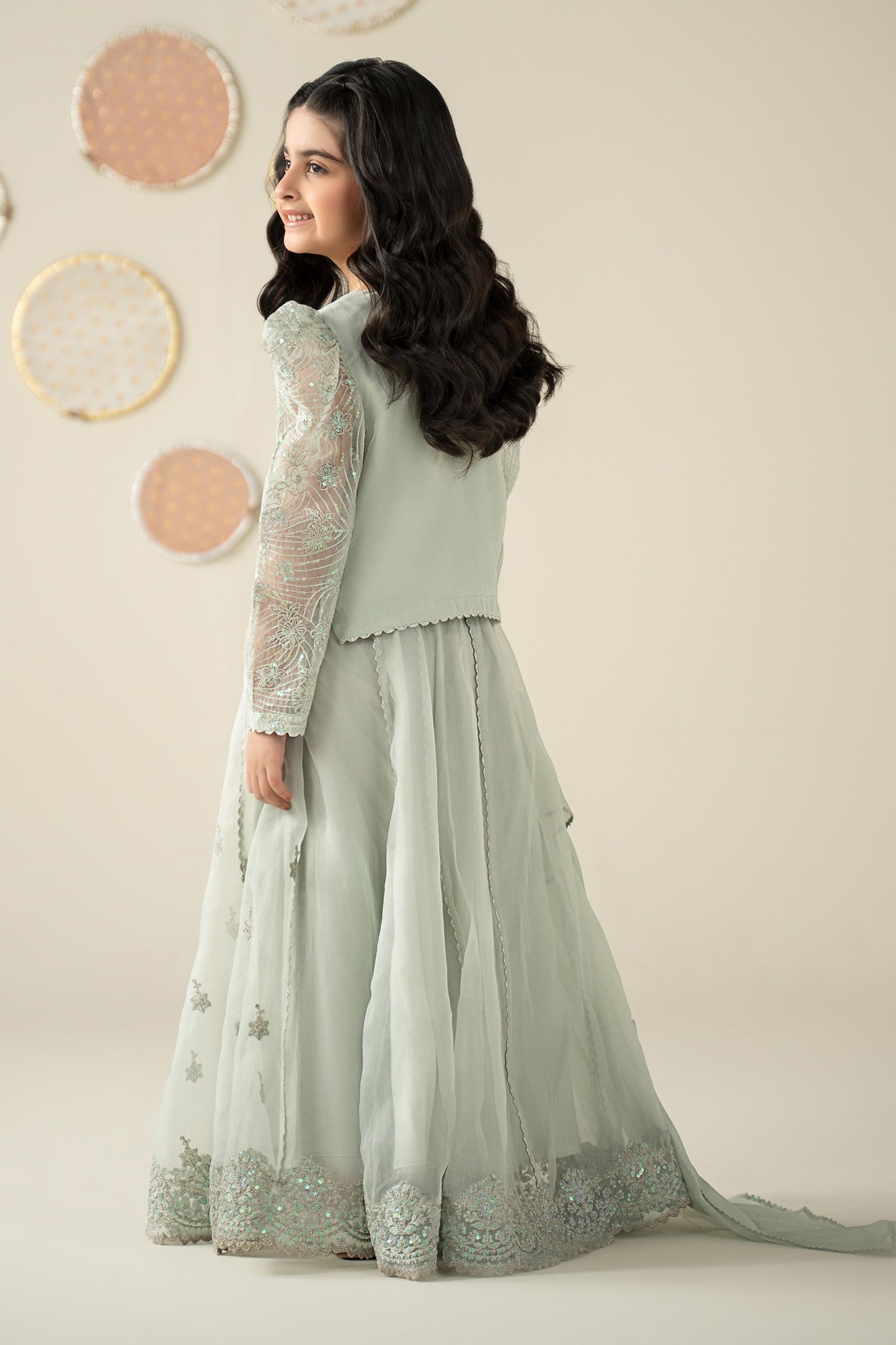 3 Piece Embroidered Organza Suit - Kids Clothing - available at Maria Faisal in UK and USA.