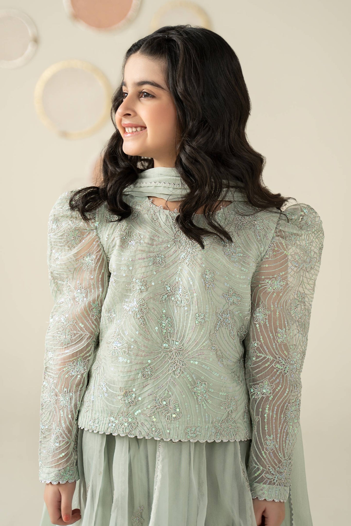 3 Piece Embroidered Organza Suit - Kids Clothes - available at Maria Faisal in UK and USA