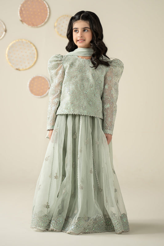 3 Piece Embroidered Organza Suit - Kids Clothes - available at Maria Faisal in UK and USA