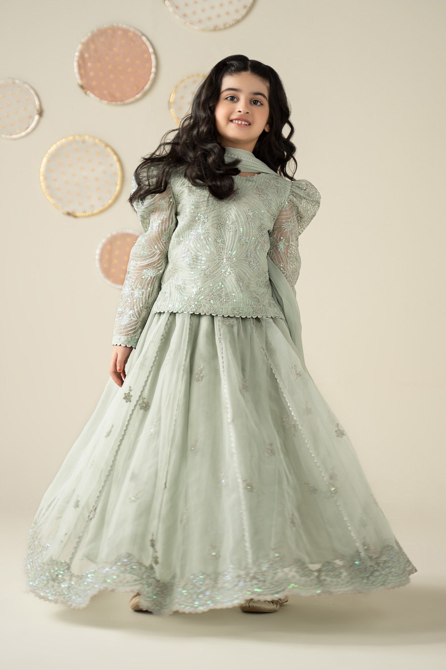 3 Piece Embroidered Organza Suit - Kids Clothing - available at Maria Faisal in UK and USA.