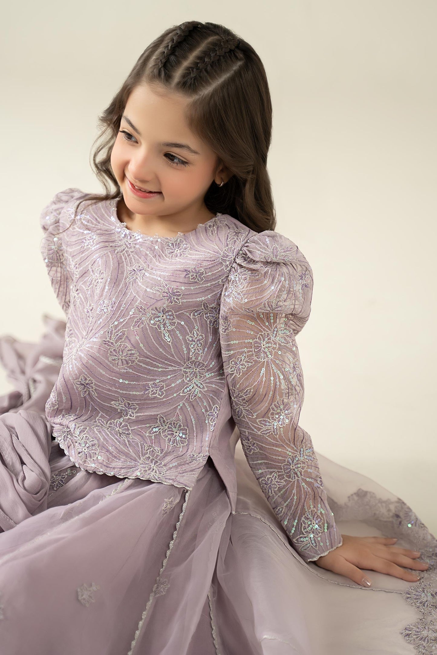 3 Piece Embroidered Organza Suit - Kids Clothes - available at Maria Faisal in UK and USA