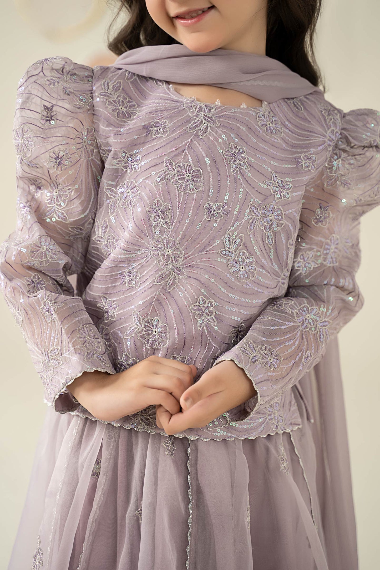 3 Piece Embroidered Organza Suit - Kids Clothes - available at Maria Faisal in UK and USA