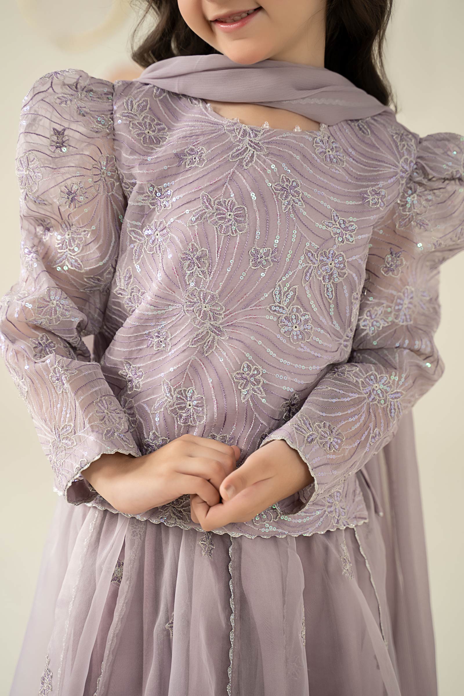 3 Piece Embroidered Organza Suit - Kids Clothes - available at Maria Faisal in UK and USA