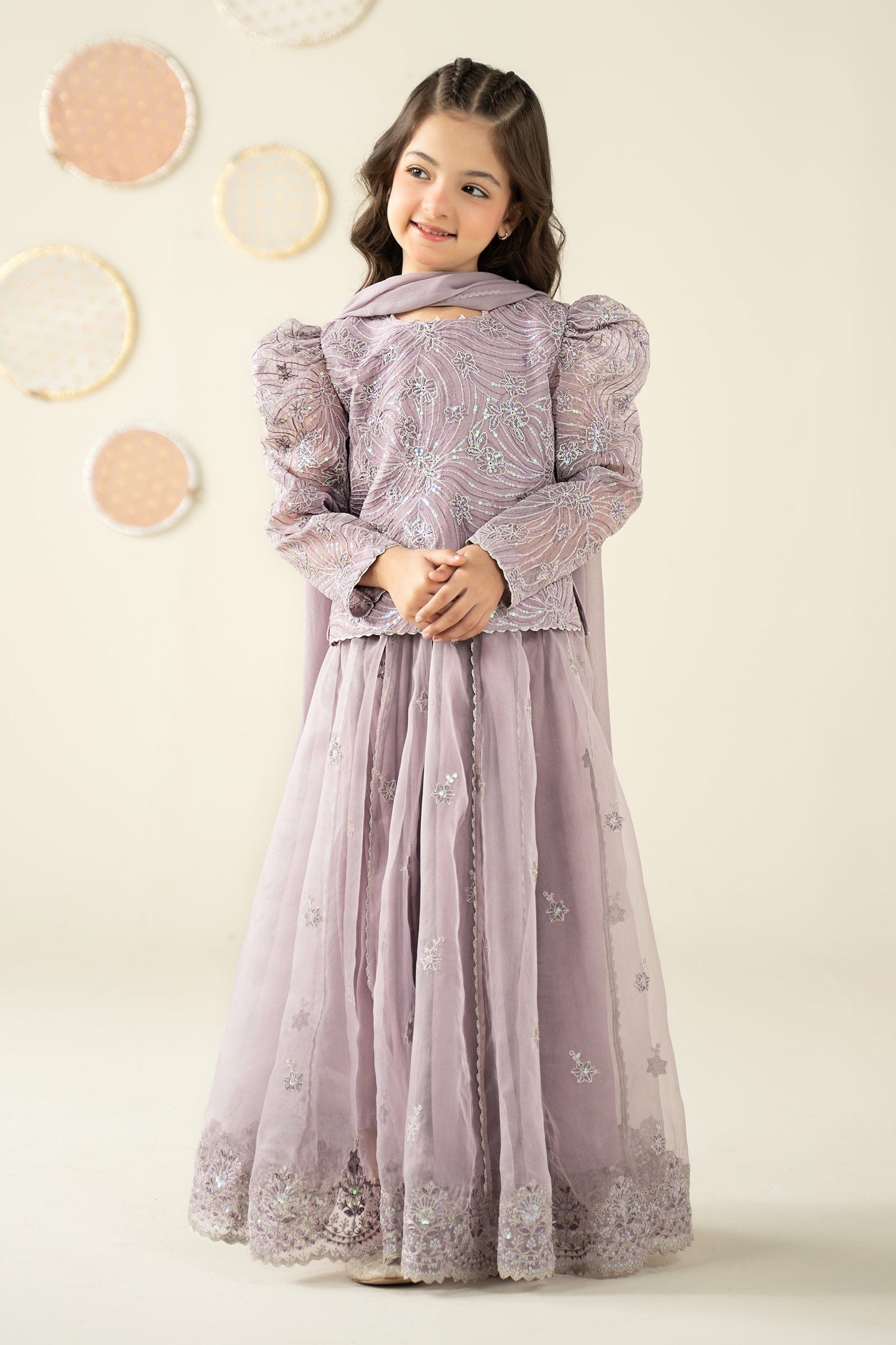 3 Piece Embroidered Organza Suit - Kids Clothes - available at Maria Faisal in UK and USA
