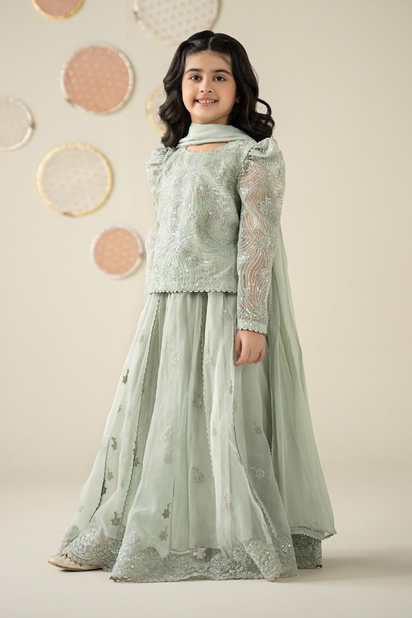 3 Piece Embroidered Organza Suit - Kids Clothing - available at Maria Faisal in UK and USA.