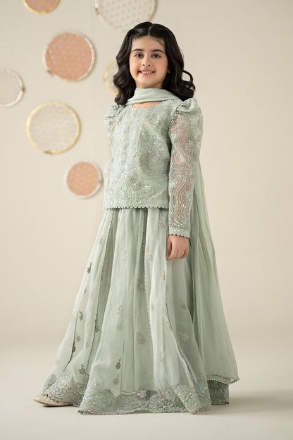 3 Piece Embroidered Organza Suit - Kids Clothing - available at Maria Faisal in UK and USA.