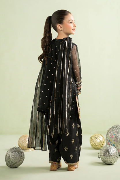 3 Piece Embroidered Lurex Organza Suit - Kids Clothing - available at Maria Faisal in UK and USA.