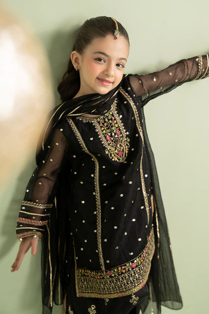 3 Piece Embroidered Lurex Organza Suit - Kids Clothing - available at Maria Faisal in UK and USA.