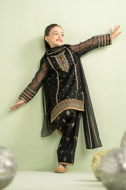 3 Piece Embroidered Lurex Organza Suit - Kids Clothes - available at Maria Faisal in UK and USA
