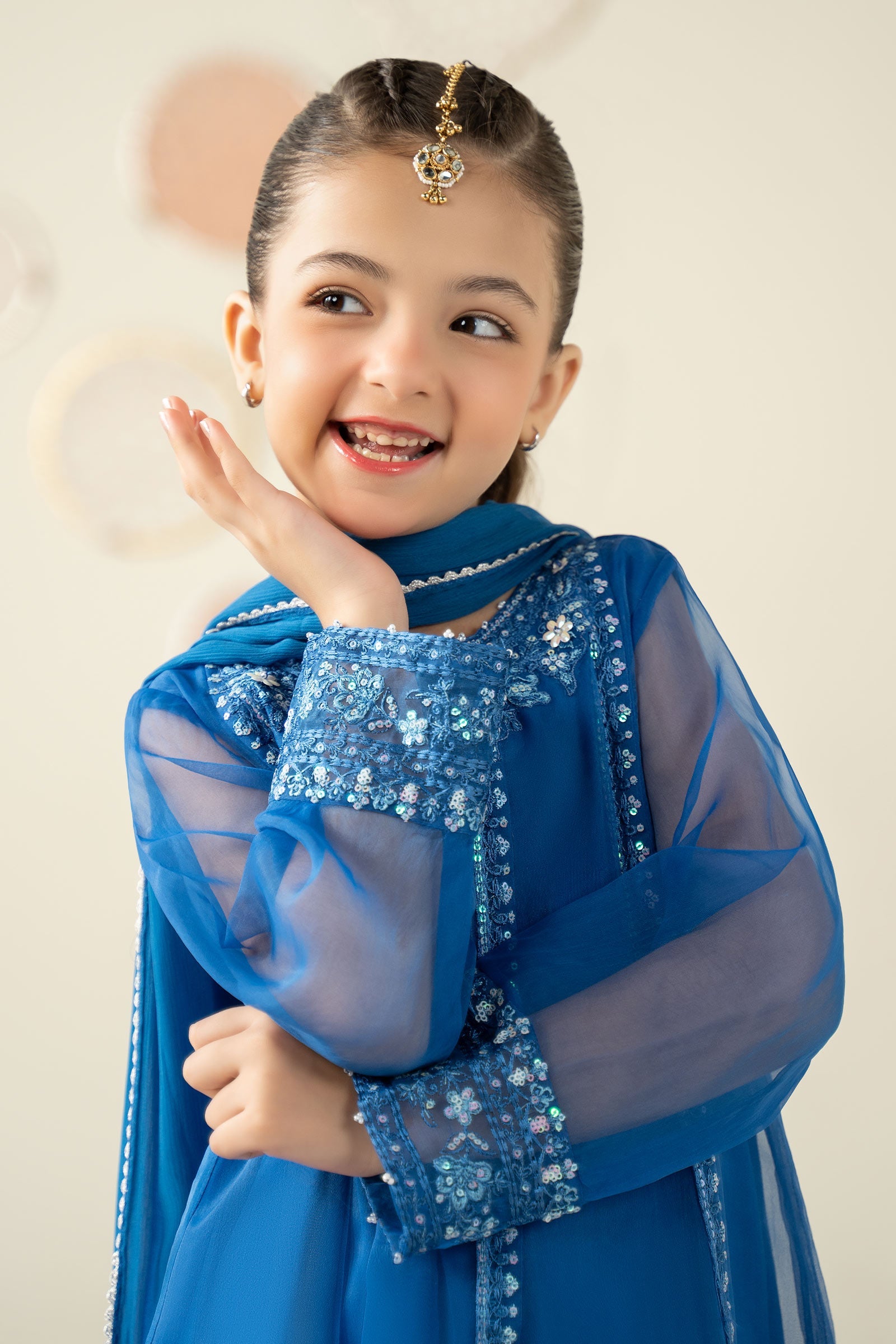 3 Piece Embroidered Organza Suit - Kids Clothing - available at Maria Faisal in UK and USA.
