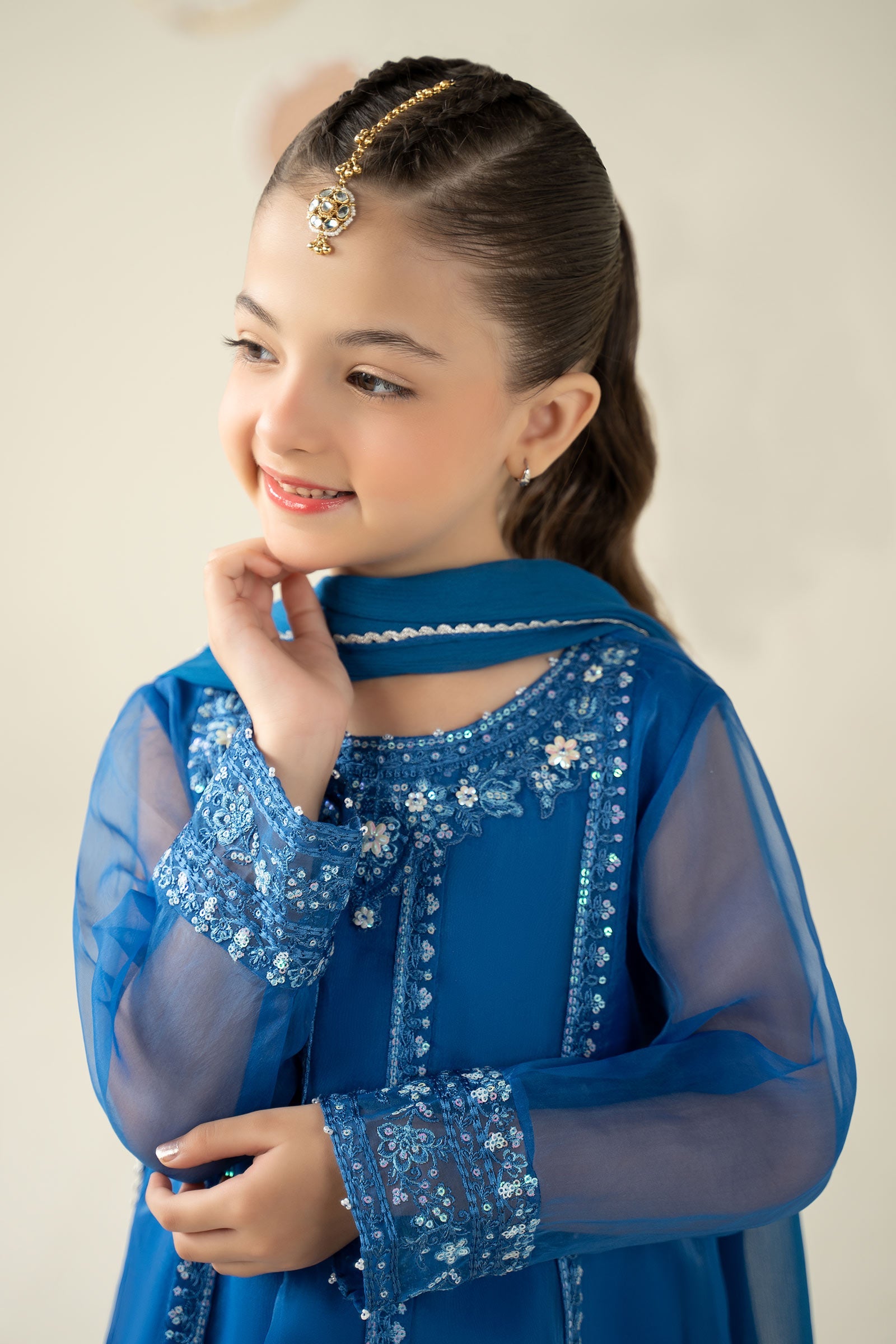 3 Piece Embroidered Organza Suit - Kids Clothing - available at Maria Faisal in UK and USA.