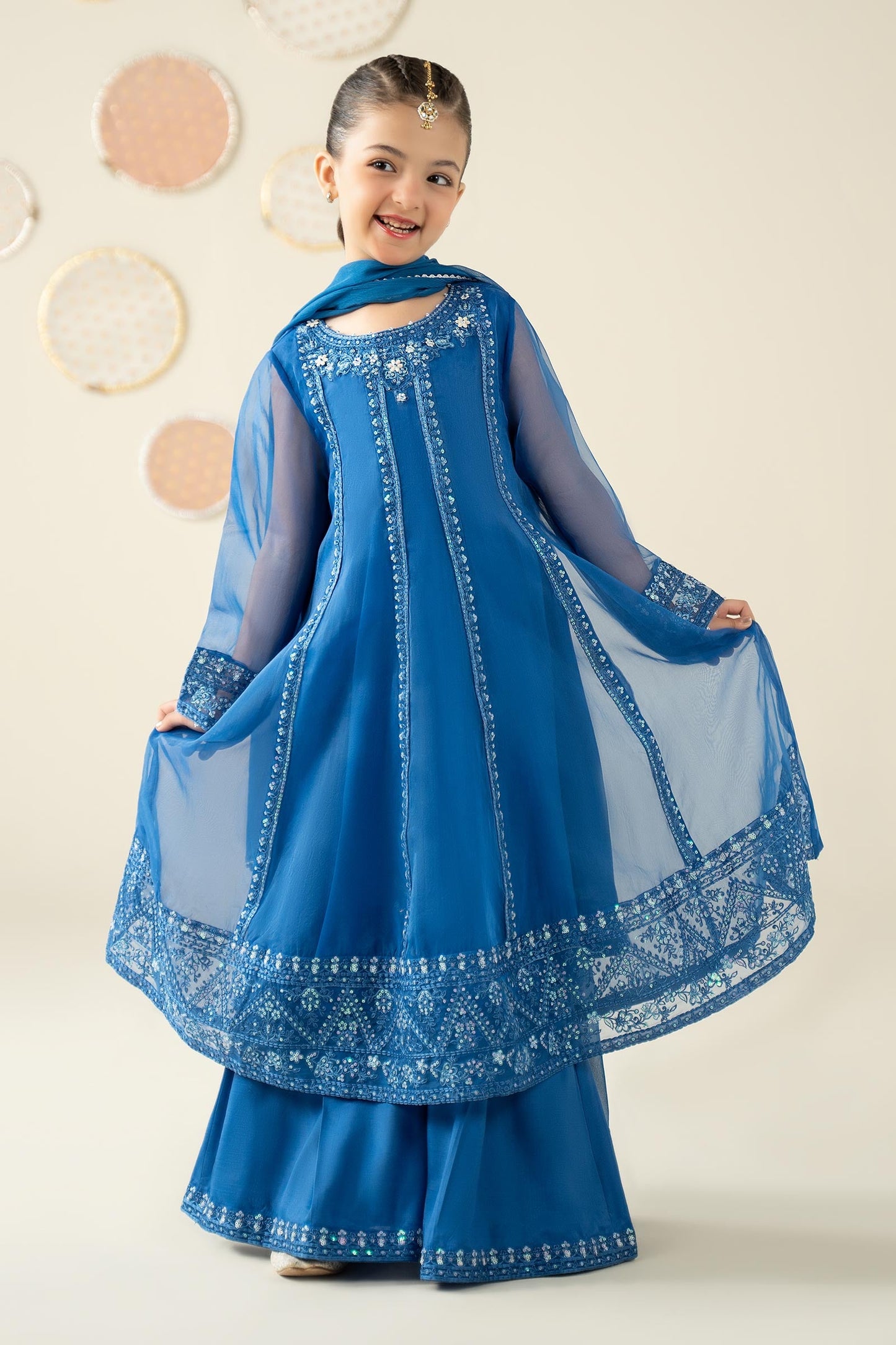 3 Piece Embroidered Organza Suit - Kids Clothing - available at Maria Faisal in UK and USA.