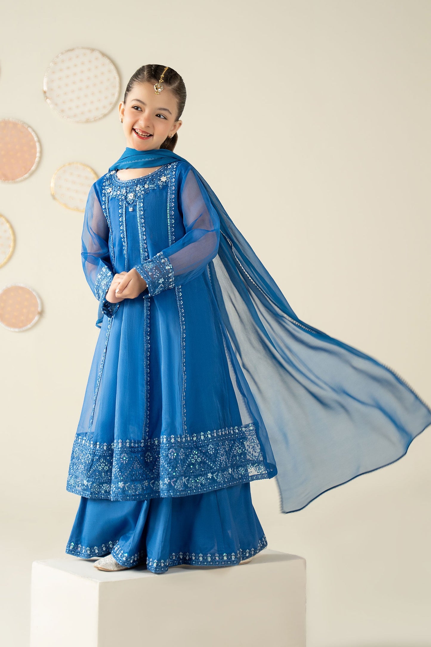 3 Piece Embroidered Organza Suit - Kids Clothing - available at Maria Faisal in UK and USA.