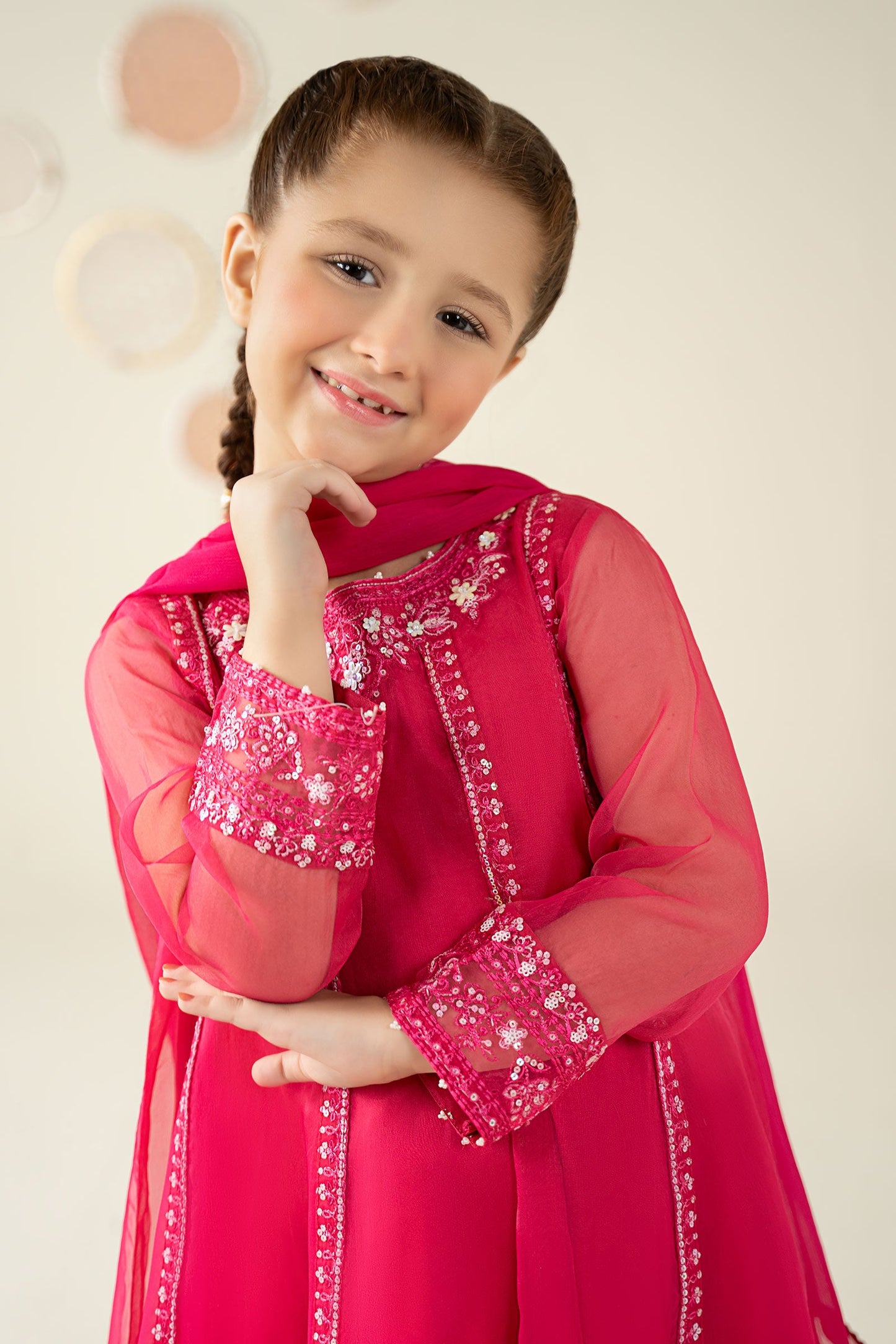 3 Piece Embroidered Organza Suit - Kids Clothing - available at Maria Faisal in UK and USA.