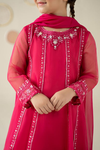 3 Piece Embroidered Organza Suit - Kids Clothing - available at Maria Faisal in UK and USA.