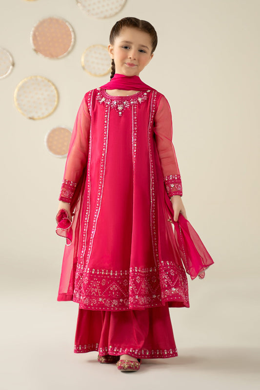 3 Piece Embroidered Organza Suit - Kids Clothing - available at Maria Faisal in UK and USA.