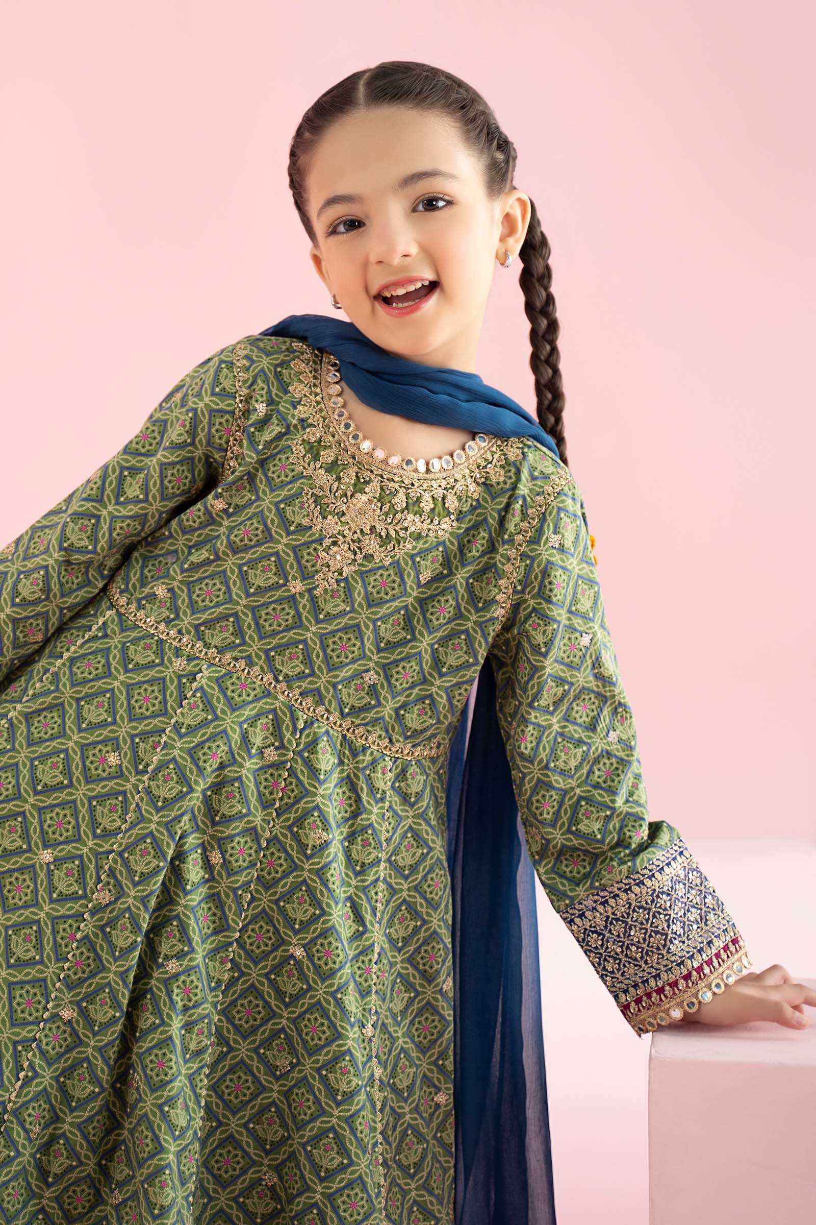 3 Piece Embroidered PK Raw Silk Suit - Kids Clothes - available at Maria Faisal in UK and USA