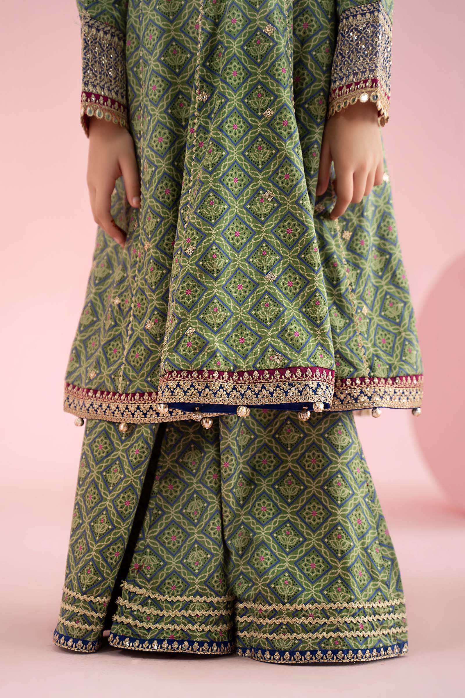 3 Piece Embroidered PK Raw Silk Suit - Kids Clothing - available at Maria Faisal in UK and USA.