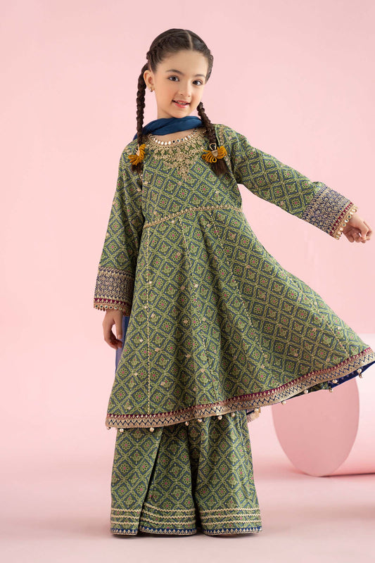 3 Piece Embroidered PK Raw Silk Suit - Kids Clothing - available at Maria Faisal in UK and USA.