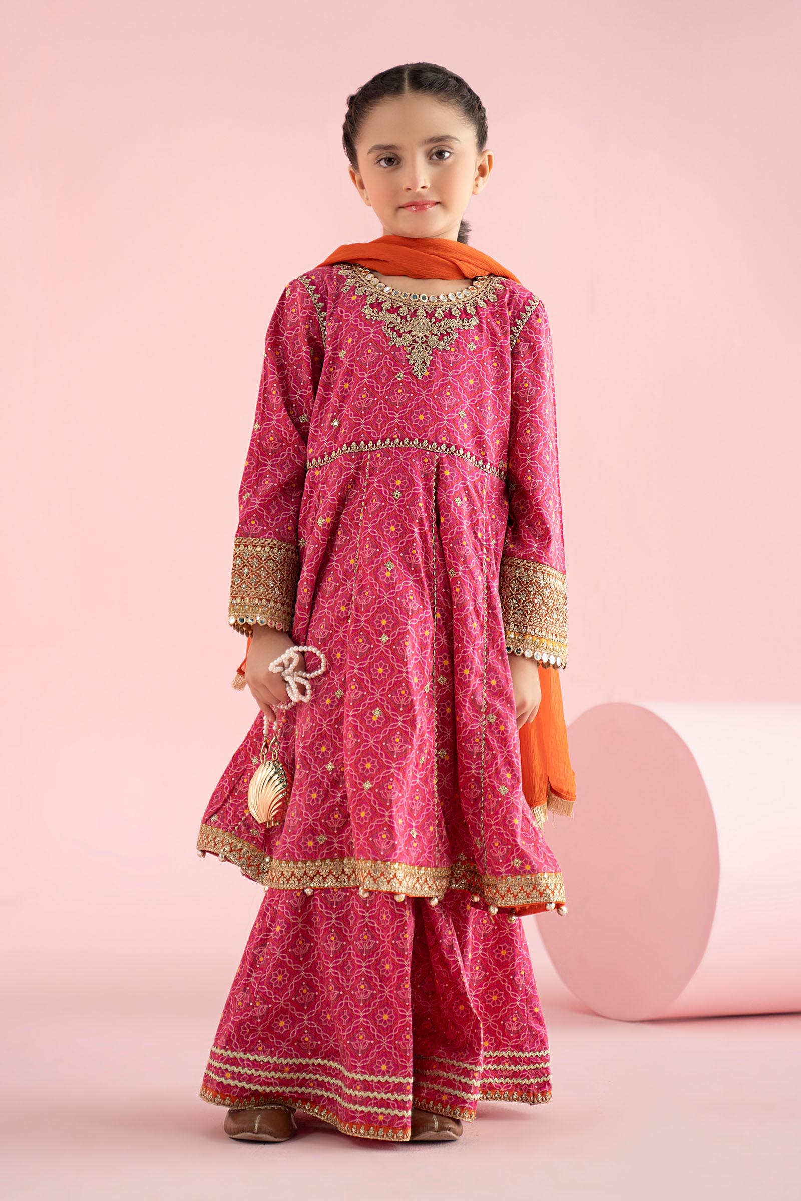 3 Piece Embroidered PK Raw Silk Suit - Kids Clothing - available at Maria Faisal in UK and USA.