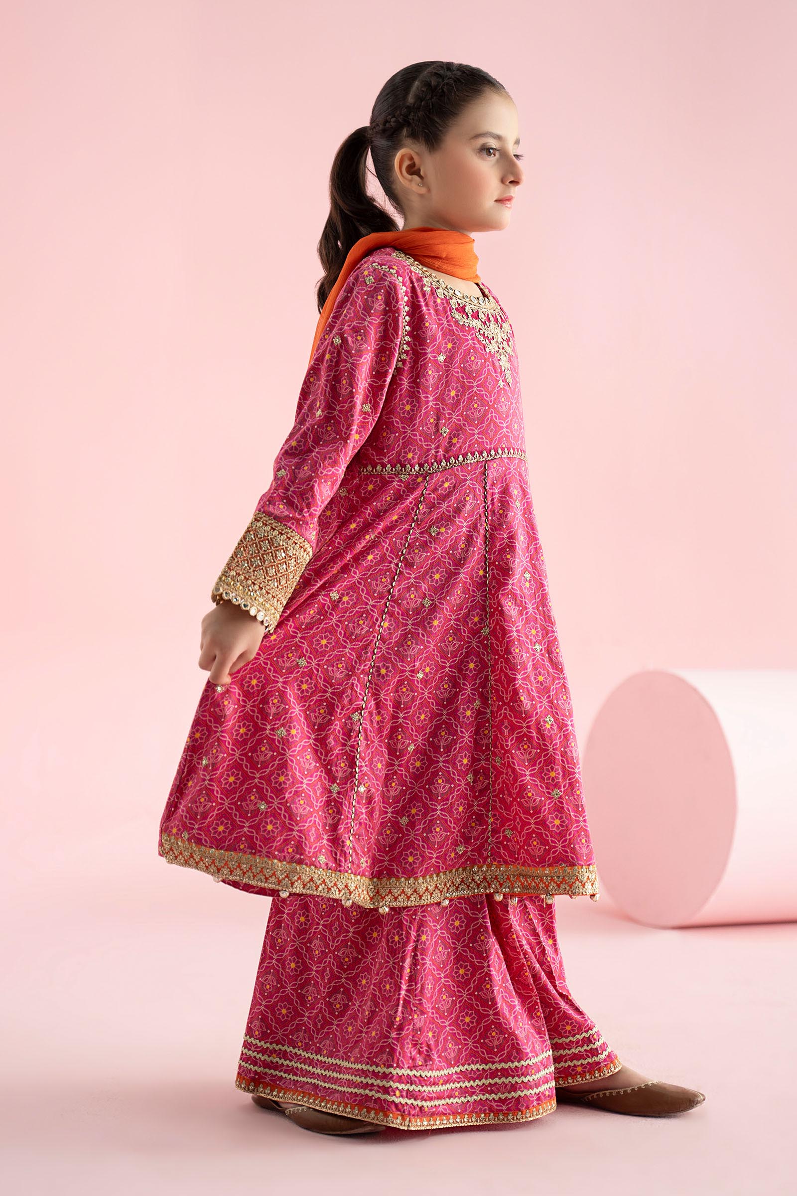 3 Piece Embroidered PK Raw Silk Suit - Kids Clothing - available at Maria Faisal in UK and USA.