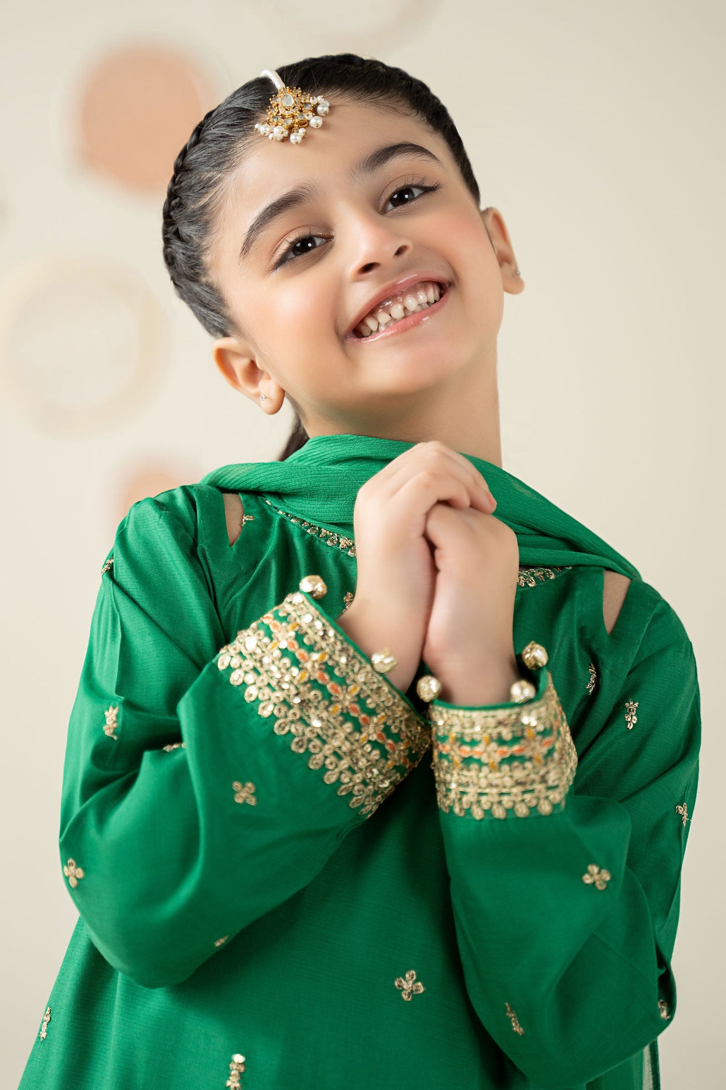 3 Piece Embroidered Raw Silk Suit - Kids Clothes - available at Maria Faisal in UK and USA