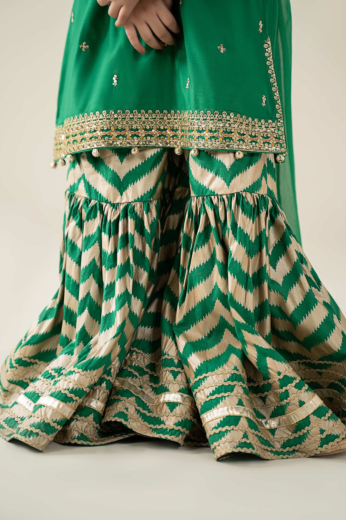 3 Piece Embroidered Raw Silk Suit - Kids Clothes - available at Maria Faisal in UK and USA