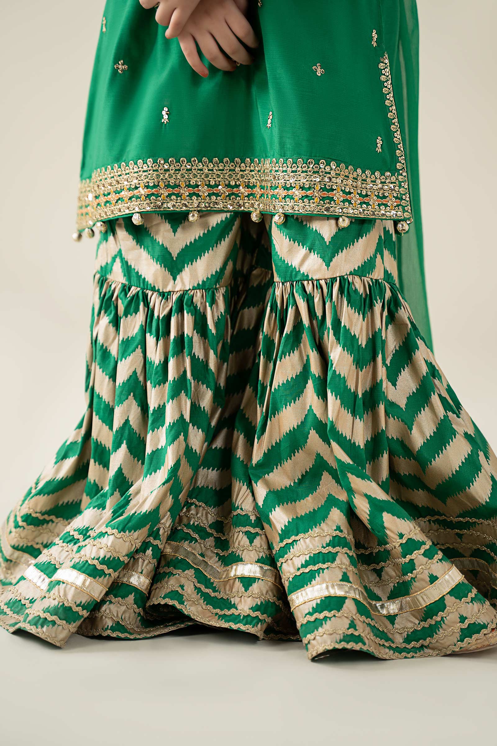 3 Piece Embroidered Raw Silk Suit - Kids Clothes - available at Maria Faisal in UK and USA