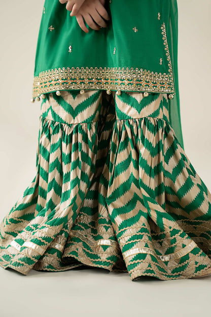 3 Piece Embroidered Raw Silk Suit - Kids Clothes - available at Maria Faisal in UK and USA