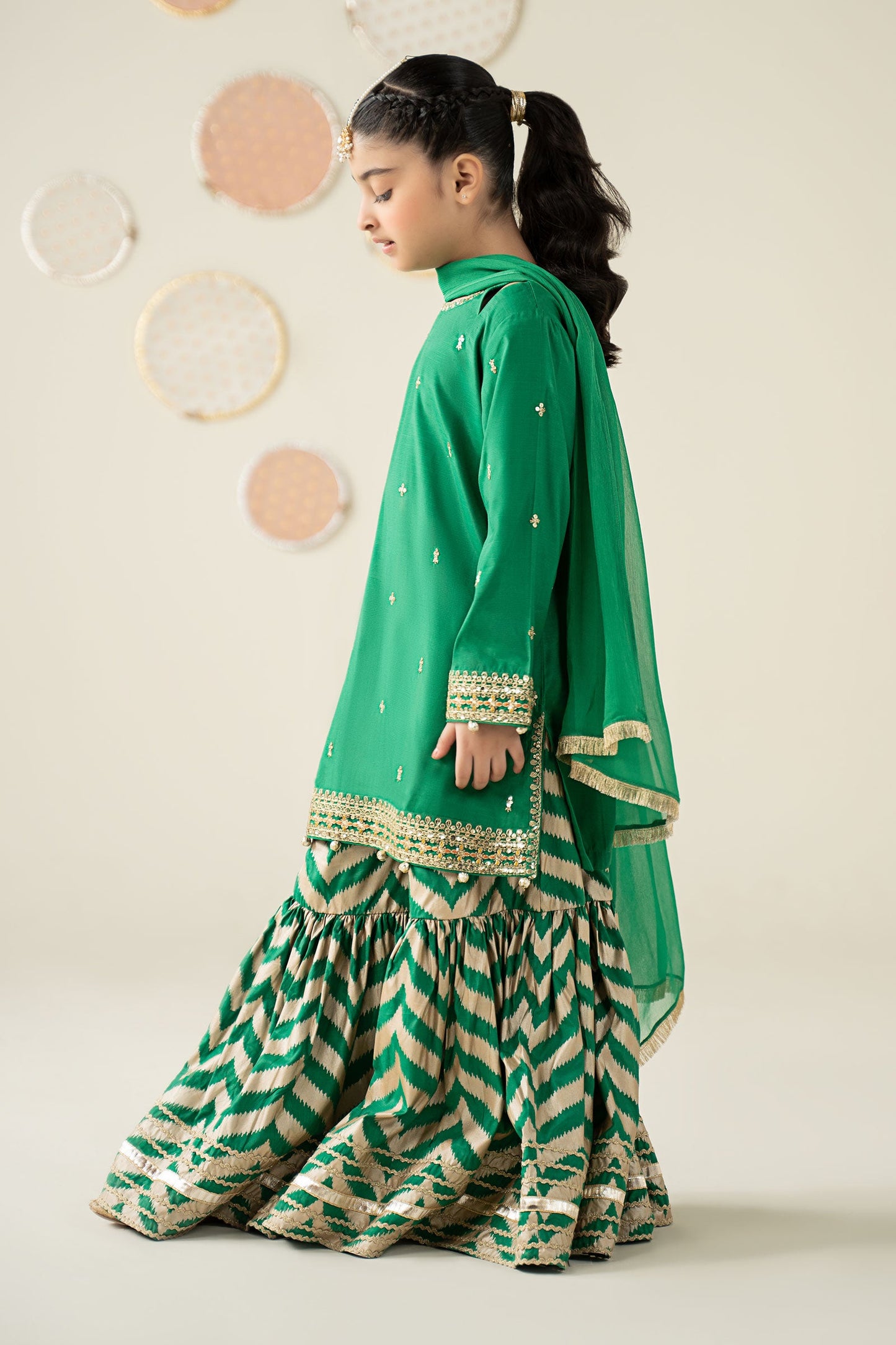 3 Piece Embroidered Raw Silk Suit - Kids Clothes - available at Maria Faisal in UK and USA
