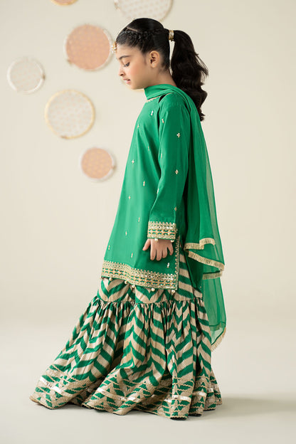 3 Piece Embroidered Raw Silk Suit - Kids Clothes - available at Maria Faisal in UK and USA