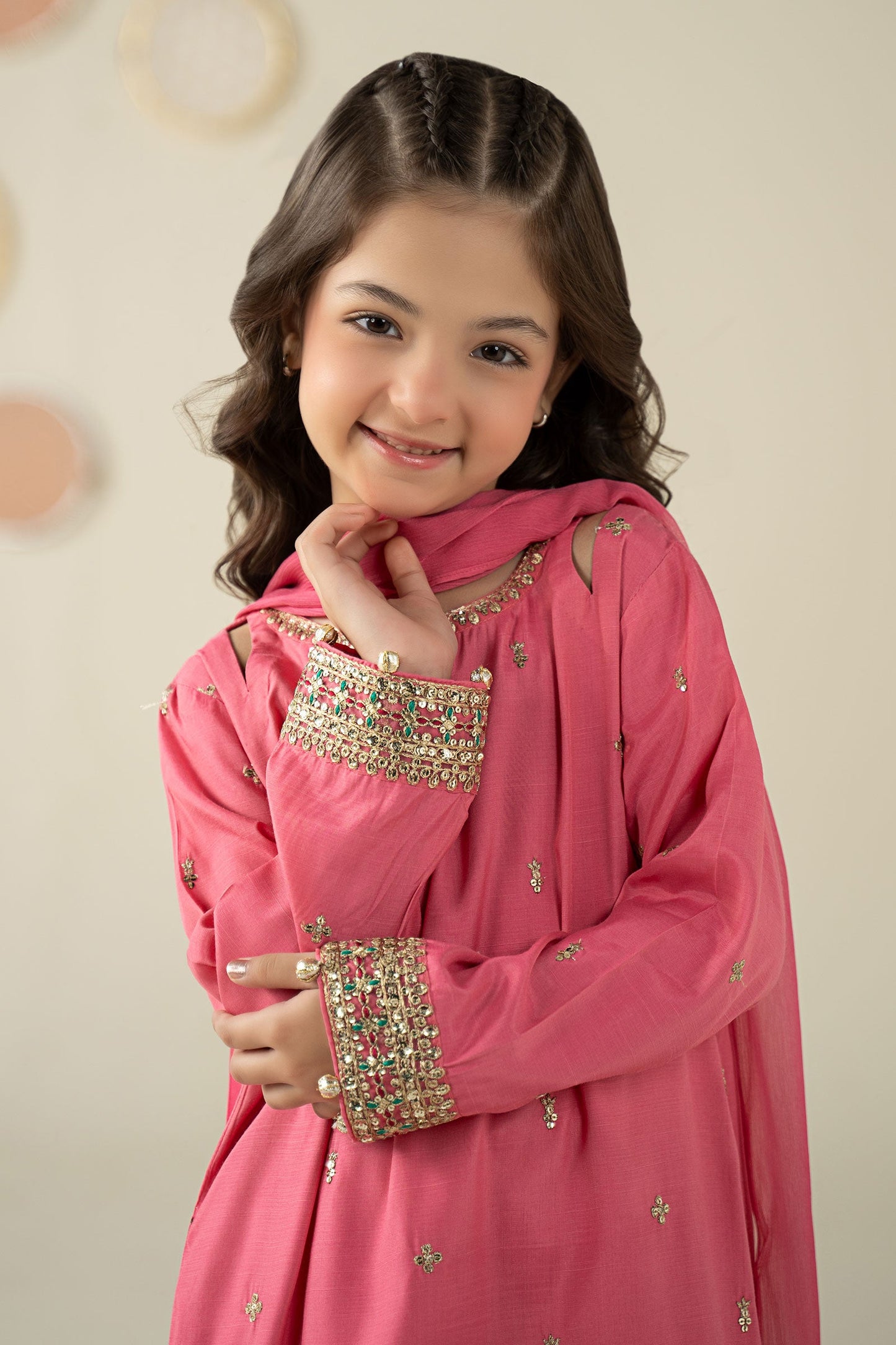 3 Piece Embroidered Raw Silk Suit - Kids Clothes - available at Maria Faisal in UK and USA