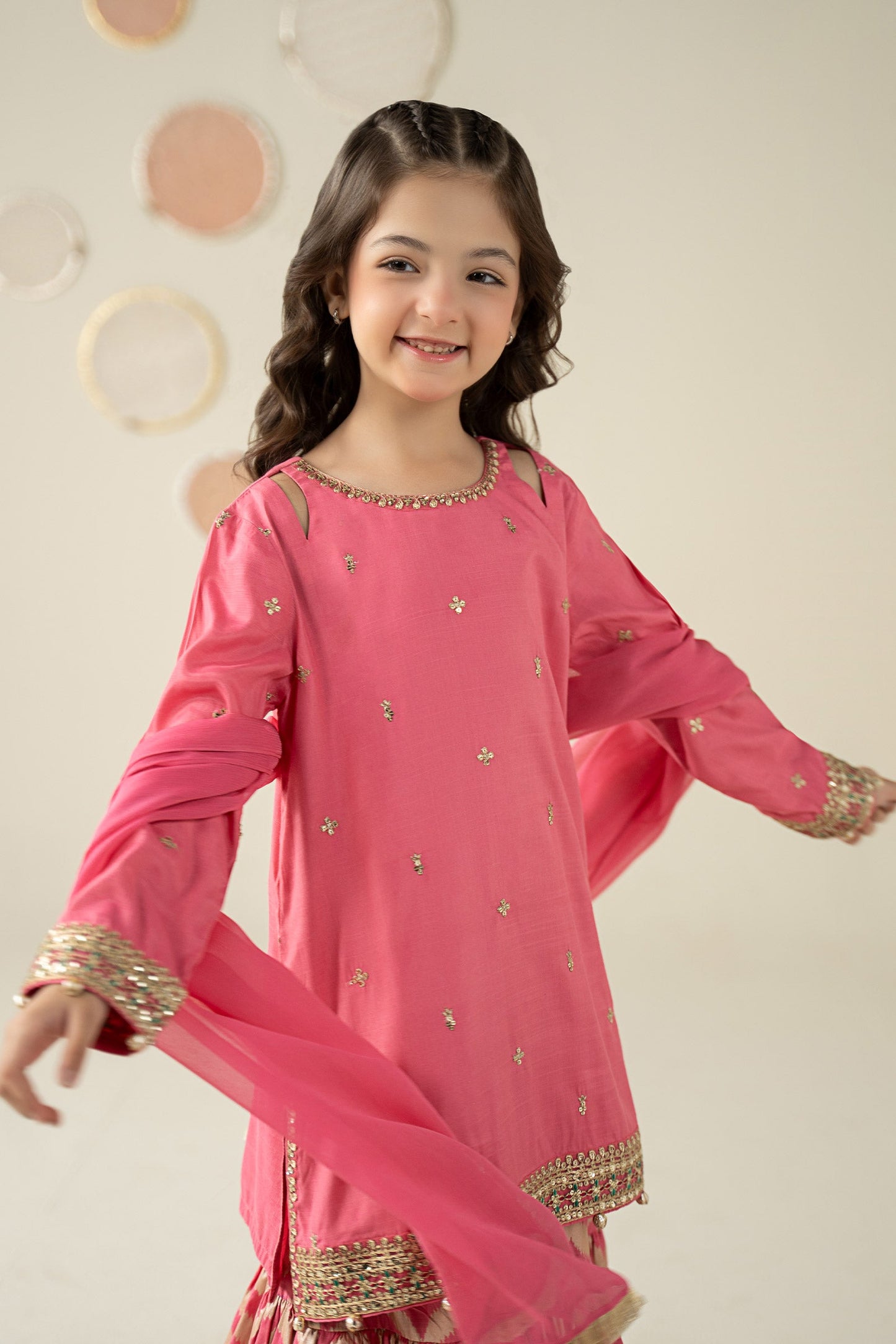 3 Piece Embroidered Raw Silk Suit - Kids Clothes - available at Maria Faisal in UK and USA