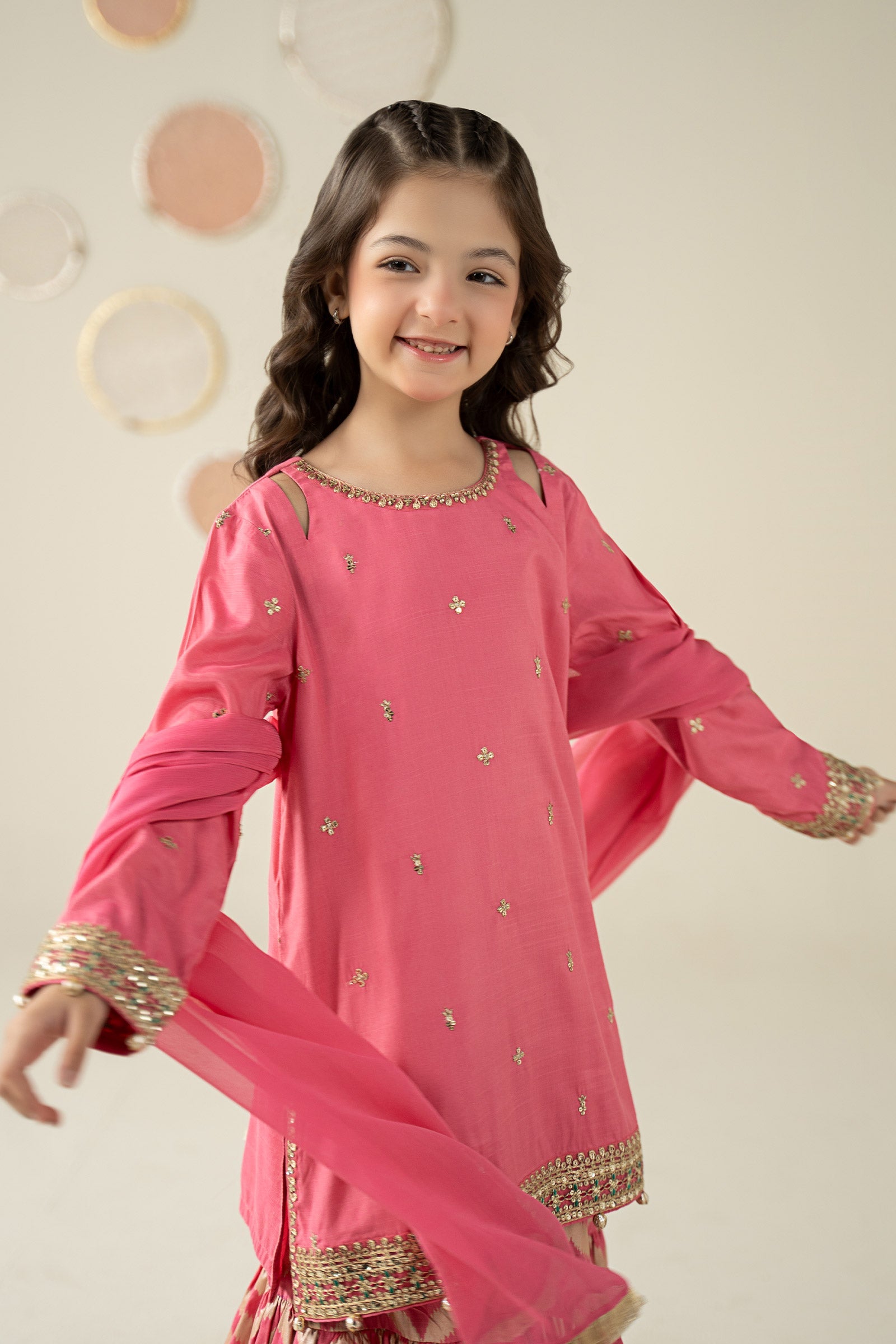 3 Piece Embroidered Raw Silk Suit - Kids Clothes - available at Maria Faisal in UK and USA