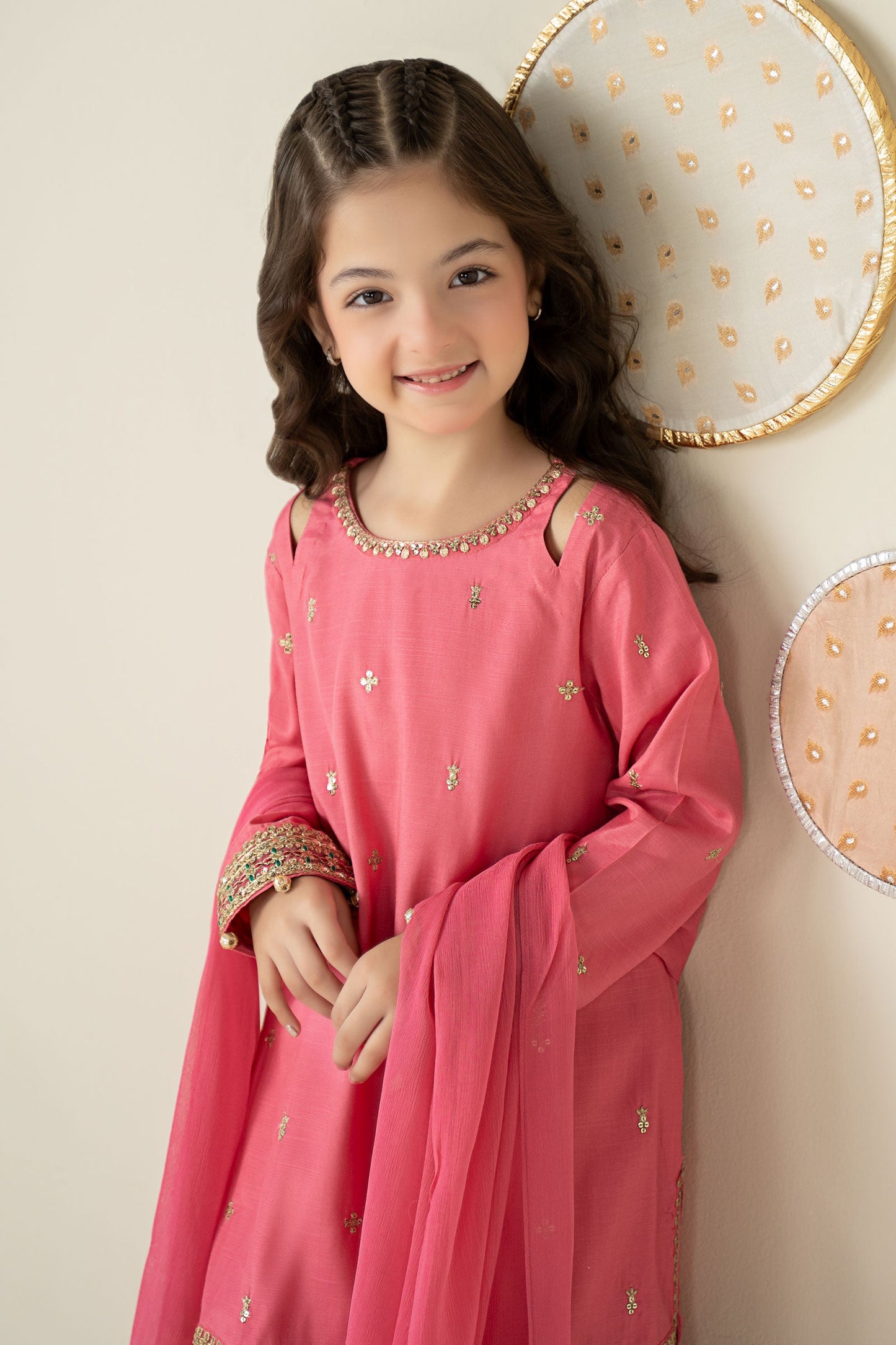 3 Piece Embroidered Raw Silk Suit - Kids Clothes - available at Maria Faisal in UK and USA