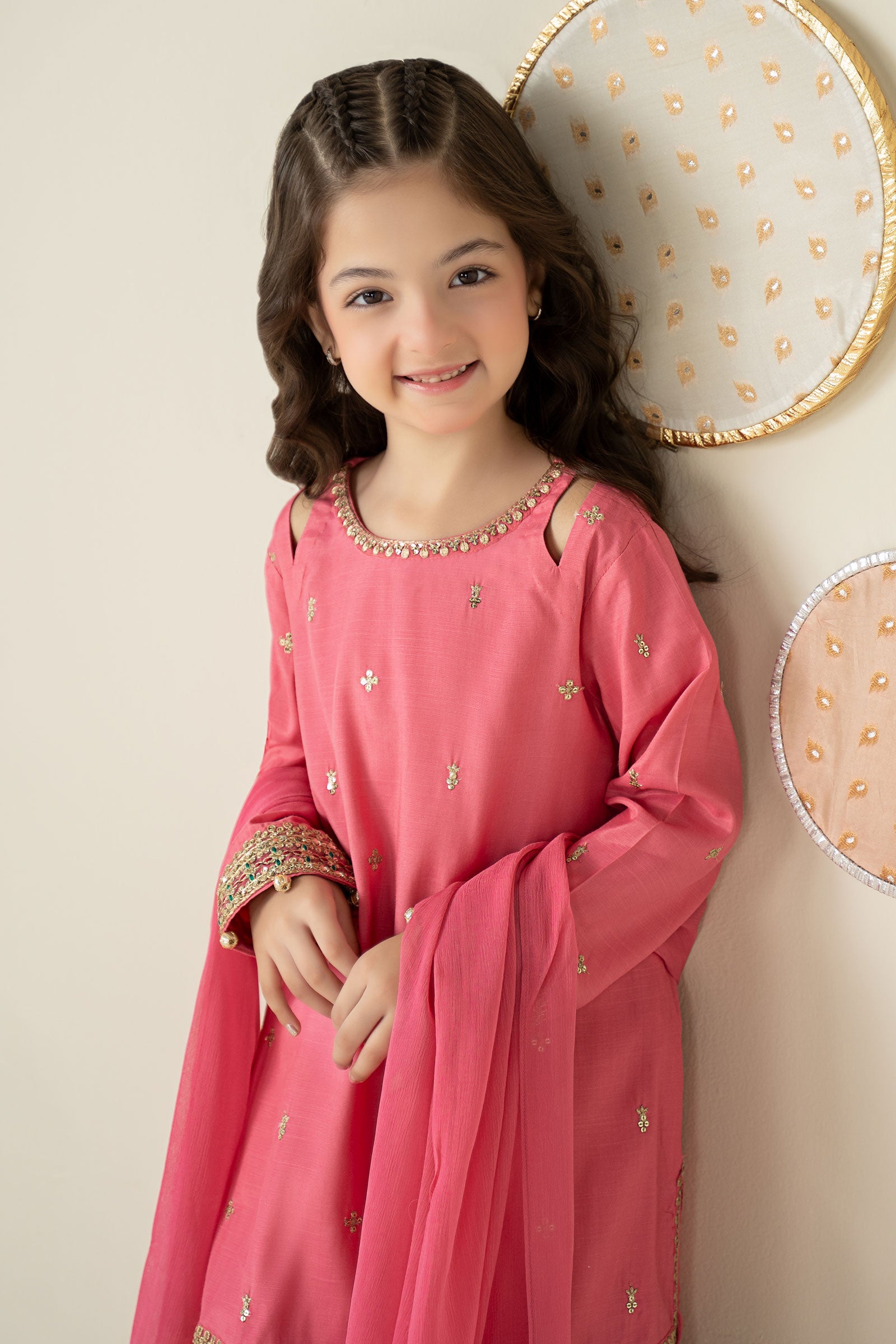 3 Piece Embroidered Raw Silk Suit - Kids Clothes - available at Maria Faisal in UK and USA