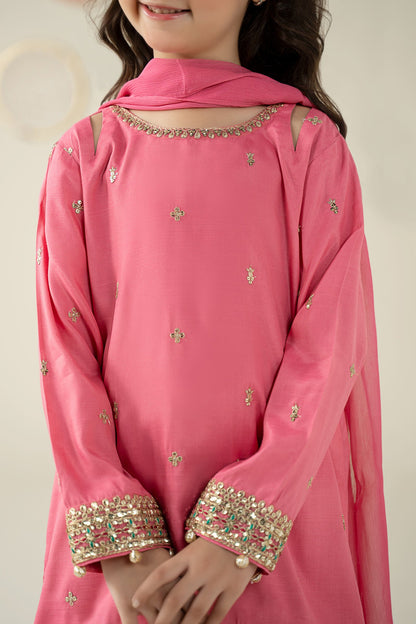 3 Piece Embroidered Raw Silk Suit - Kids Clothes - available at Maria Faisal in UK and USA