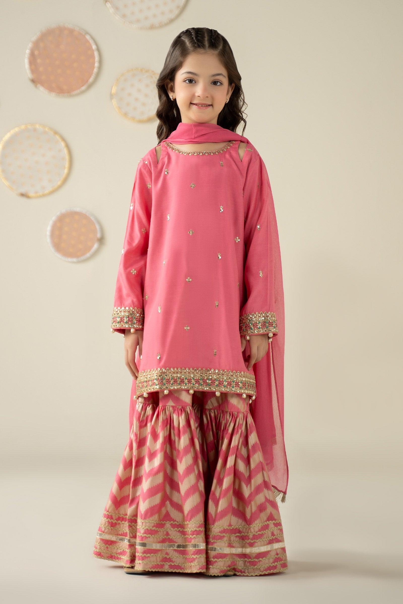 3 Piece Embroidered Raw Silk Suit - Kids Clothes - available at Maria Faisal in UK and USA