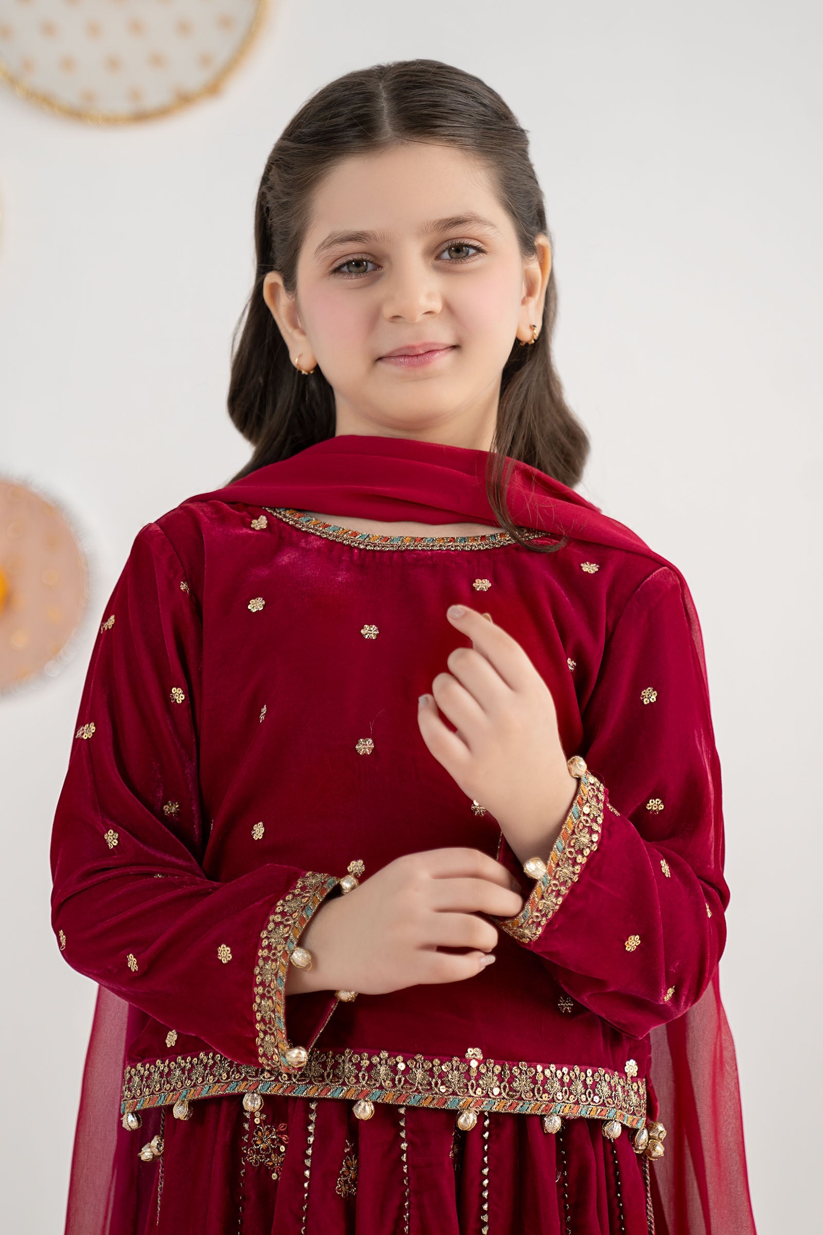 3 Piece Embroidered Velvet Suit - Kids Clothes - available at Maria Faisal in UK and USA
